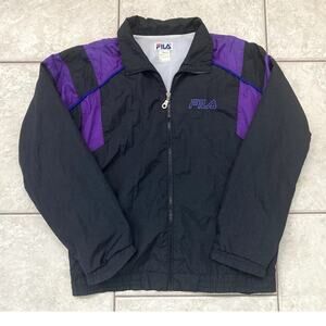 FILA track jacket vintage windbreaker purple mens nylon coat athleisure 90s Y2K